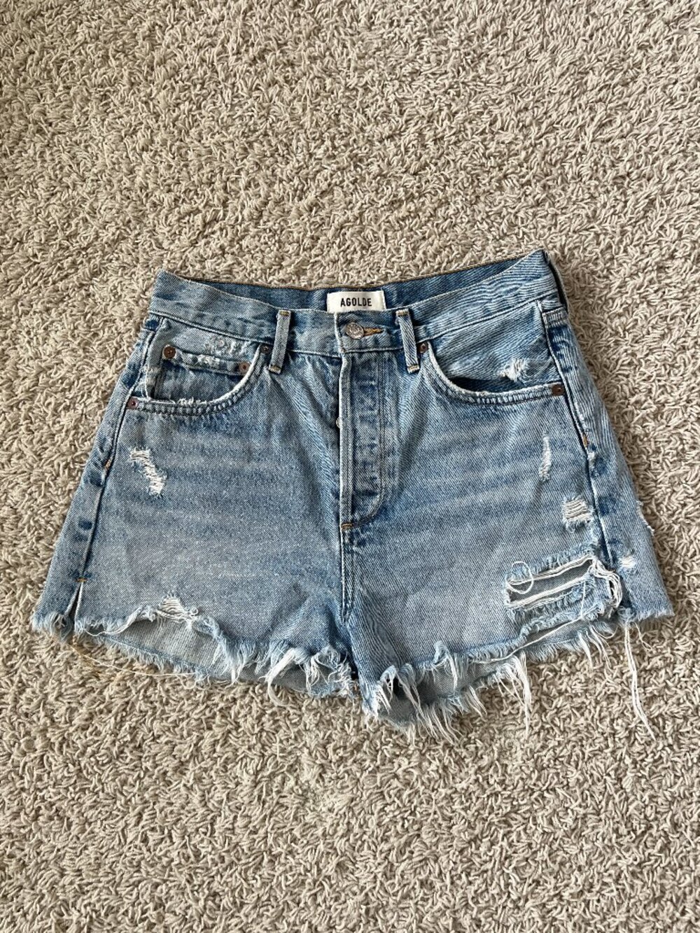 Agolde Jaden High Rise Distressed Denim Shorts Sz 26